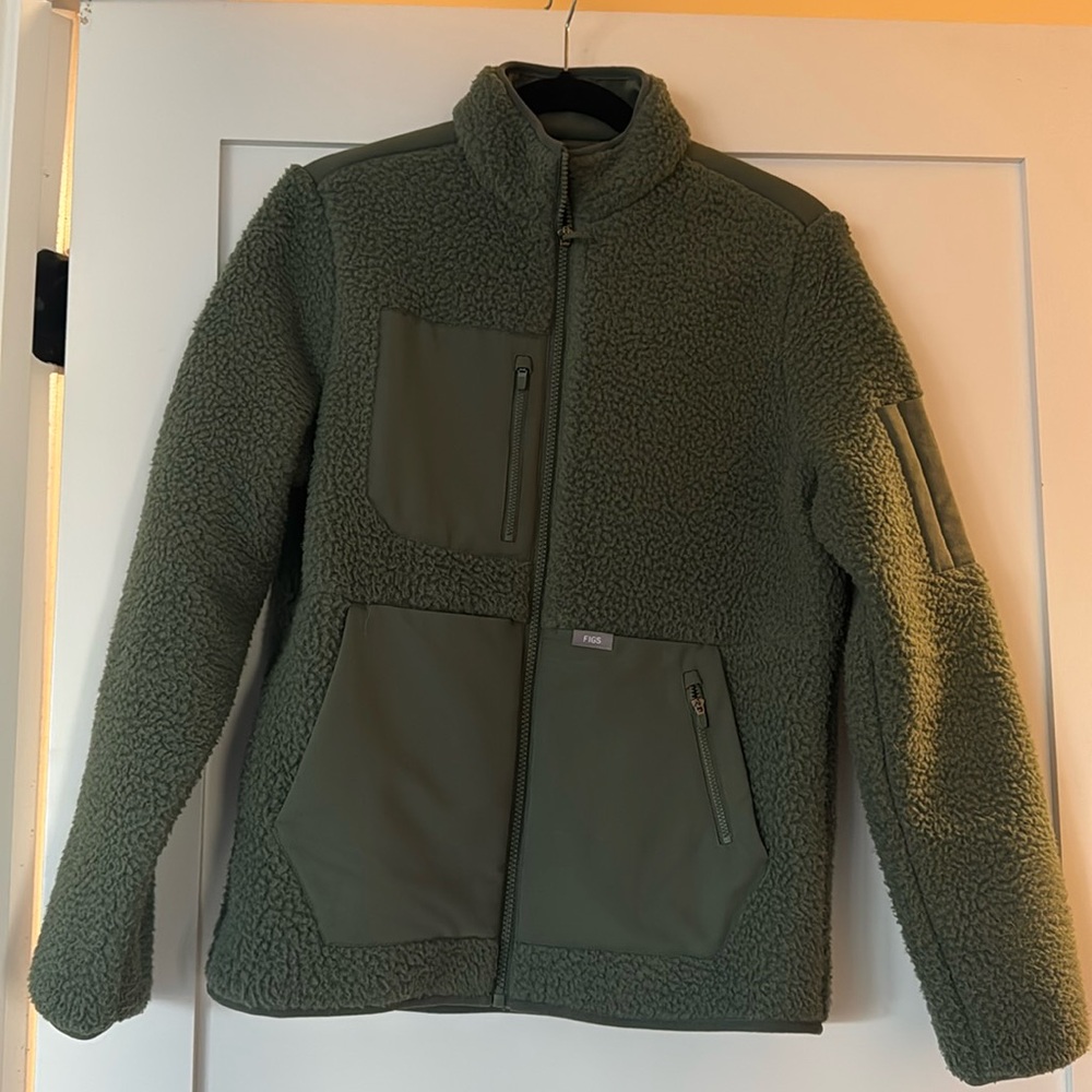 Figs green Sherpa jacket